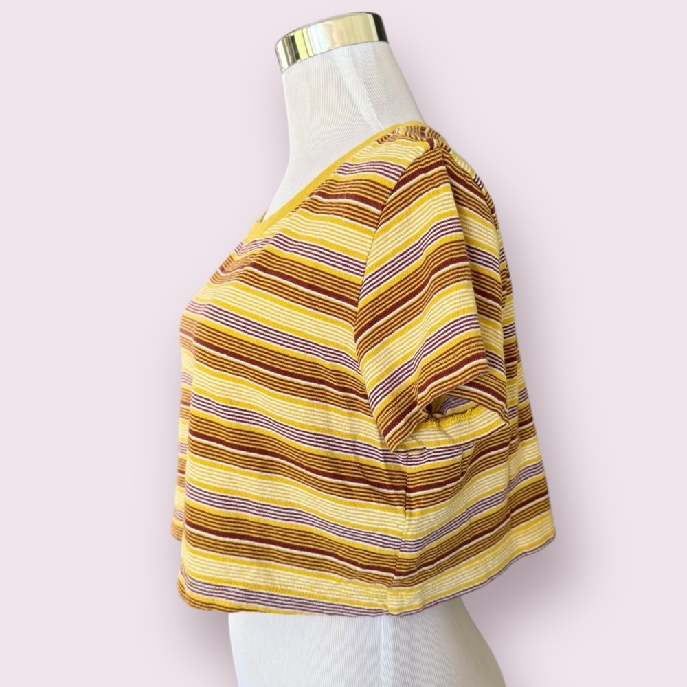 Urban Outfitters Yellow & Brown Striped Crop Tee - Picture 3 of 4